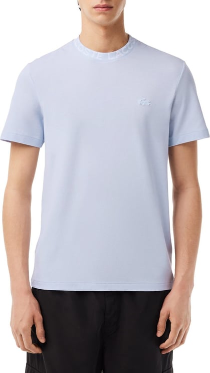Lacoste Piqué Jacquard T-Shirt Heren Lichtblauw Blauw