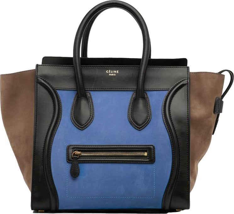 Celine Mini Tricolor Luggage Tote Blauw