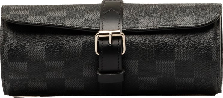 Louis Vuitton Damier Graphite 3 Watch Case Zwart