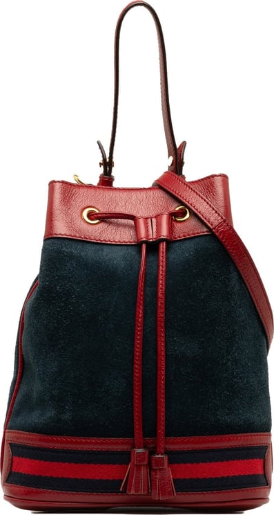 Gucci Small Suede Web Ophidia Bucket Blauw
