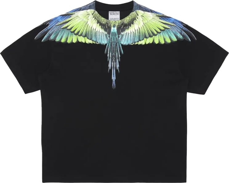 Marcelo Burlon Icon Wings T-shirt Black Light Gre Zwart