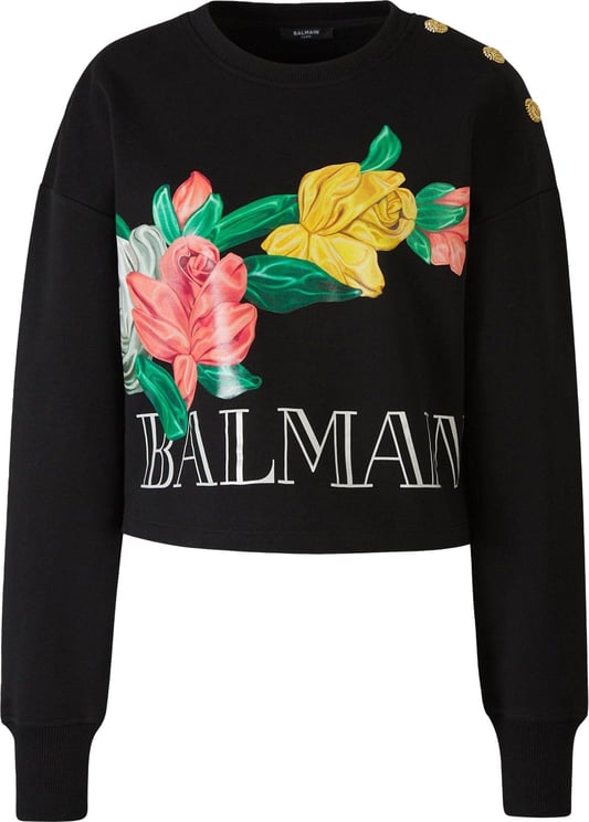 Balmain Cotton Logo Sweatshirt Zwart