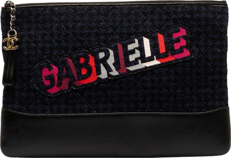 Chanel Tweed Gabrielle Clutch Bag Blauw