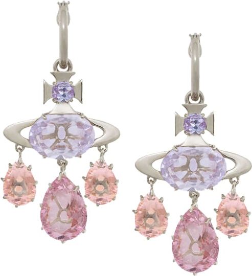 Vivienne Westwood Augusta Hoop Earrings Platinum/violet/light Amethyst/light Rose Grijs