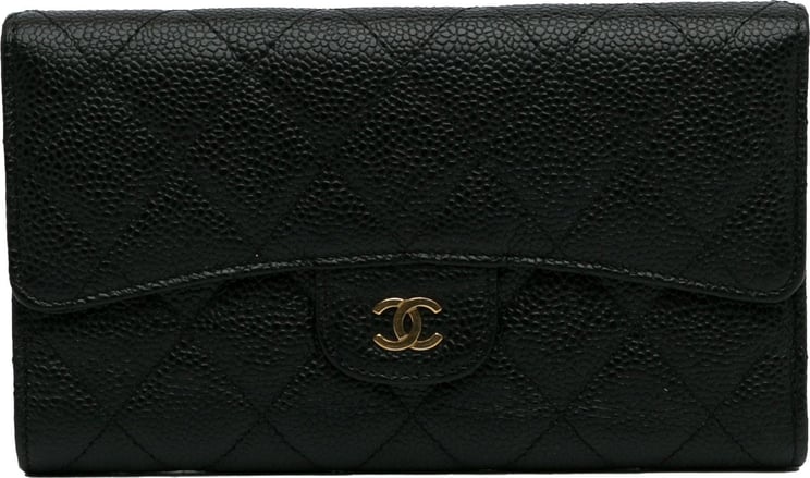 Chanel CC Caviar Trifold Wallet Zwart