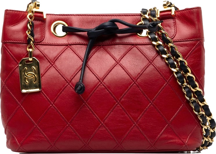 Chanel CC Bicolor Lambskin Shoulder Bag Rood