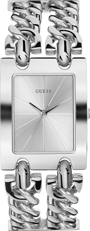 Guess Guess Dames Horloge W1117L1 Staal Quartz met Zilverkleurige Wijzerplaat Vierkant Divers