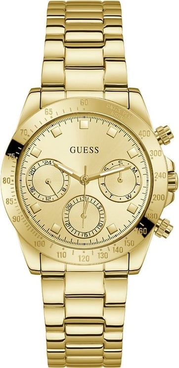 Guess Guess Dames Horloge GW00314L2 Staal met Geelgouden Plating Quartz Chronograaf met Gouden Wijzerplaat Divers