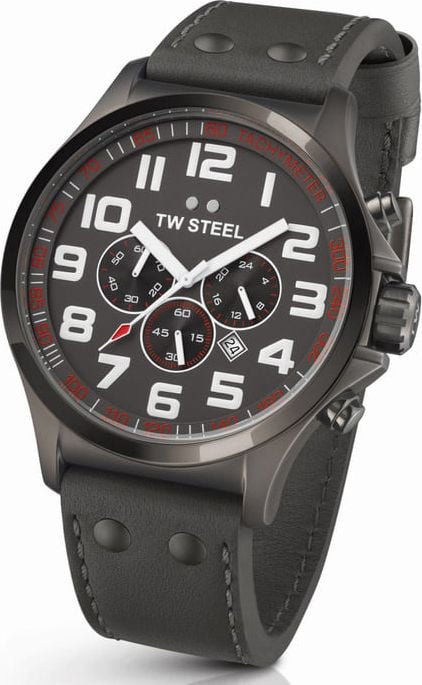 TW Steel TW Steel Horloge Heren TW423 Staal met Titanium Plated en Bruin Leren Horlogeband Divers