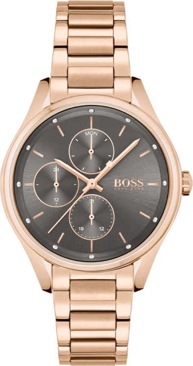 Hugo Boss BOSS Horloge Dames HB 1502603 Staal Rosé Plated Wijzerplaat Bruin Divers