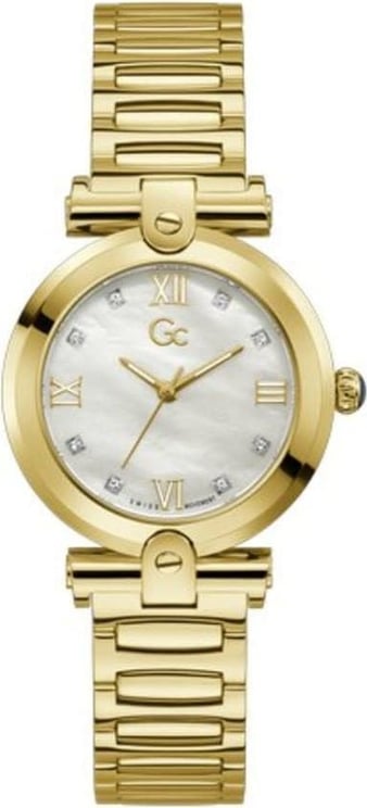 GC GC Dames Horloge Y96002L1MF Staal Goude Plating Swiss Made Quartz met Parelmoer Wijzerplaat Divers