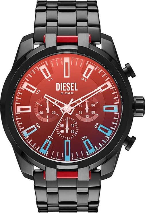 Diesel DZ4589 horloge heren staal 51 mm zwart plated met stalen band en oiled glas Divers