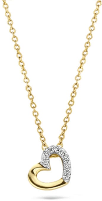 Blush Blush Collier 3609YDI 14k Geelgoud 0,03crt G SI Briljant geslepen Diamant Hart 42cm Divers