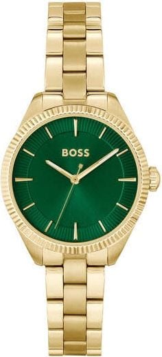 Hugo Boss BOSS Horloge Dames HB1502729 Staal Goudkleurig met Groene Wijzerplaat 32mm Divers