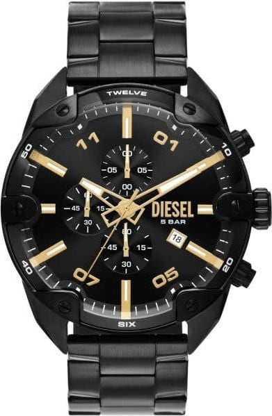 Diesel Diesel DZ4644 horloge heren 49 mm doorsnede staal black pvd plated met gouden accenten Divers