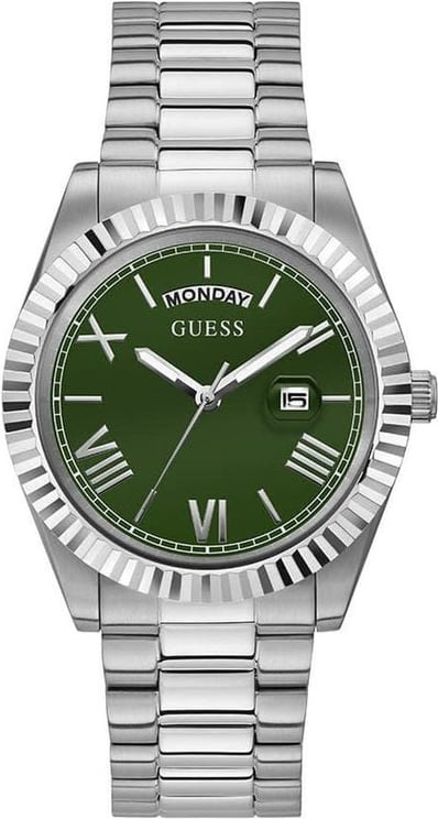 Guess Guess Heren Horloge GW0265G10 Staal Quartz met Groene Wijzerplaat Divers