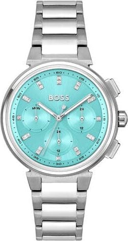 Hugo Boss BOSS Dames Horloge HB1502763 Staal Quartz Chronograaf met Turqouise Wijzerplaat Divers