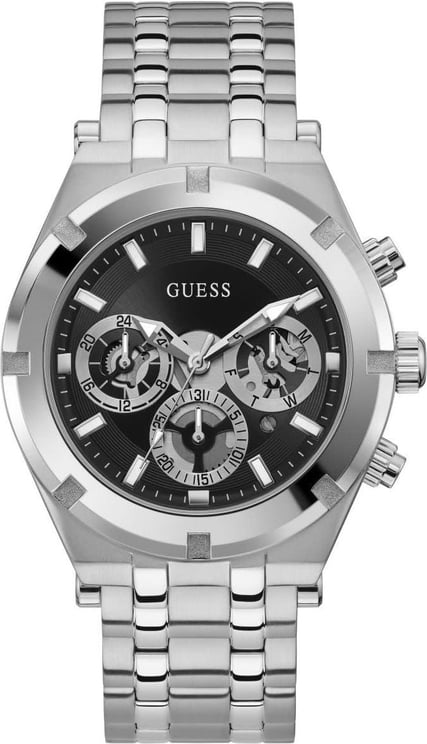 Guess Guess Heren Horloge GW0260G1 Staal Quartz Chronograaf met Zwarte Wijzerplaat Divers