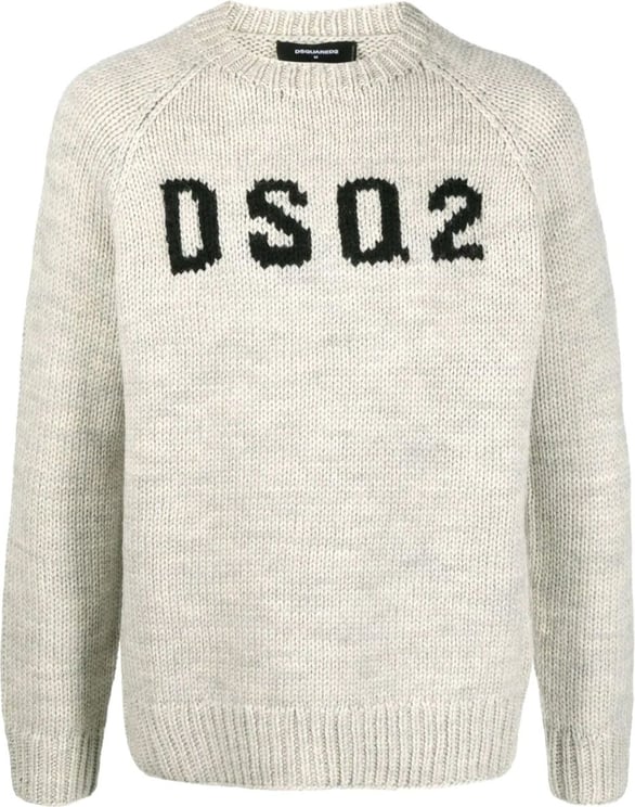 Dsquared2 Dsq2 Logo Intarsia Sweater Grijs
