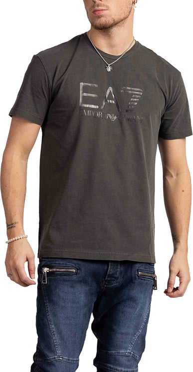 Emporio Armani EA7 Big Chest Logo T-Shirt Heren Raven Grijs