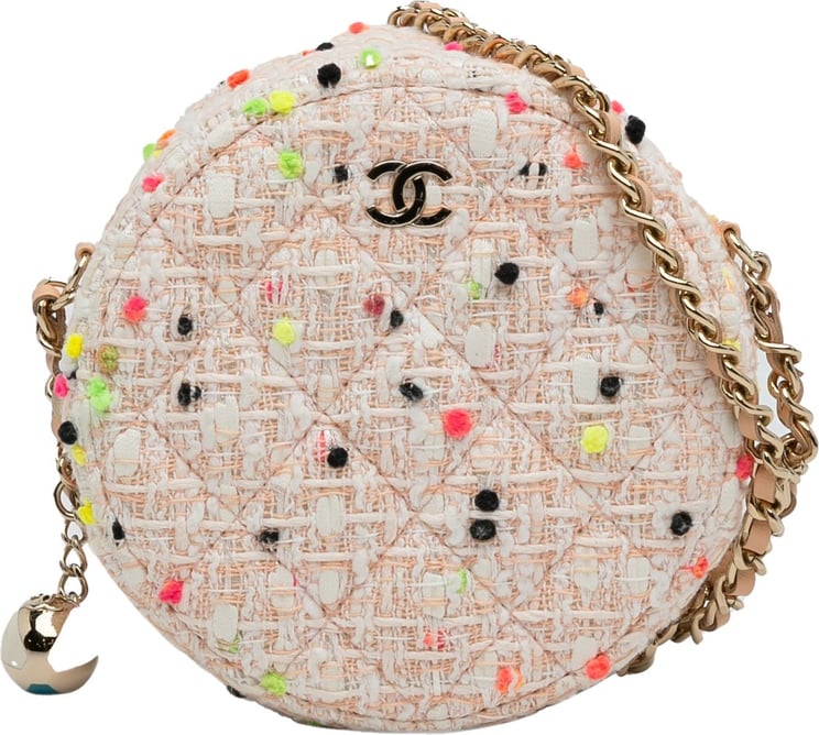 Chanel CC Round Tweed Crossbody Bag Bruin