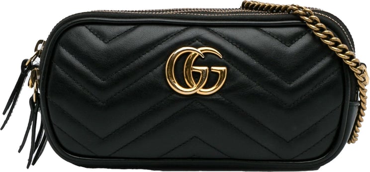 Gucci Mini GG Marmont Triple-Zip Crossbody Bag Zwart
