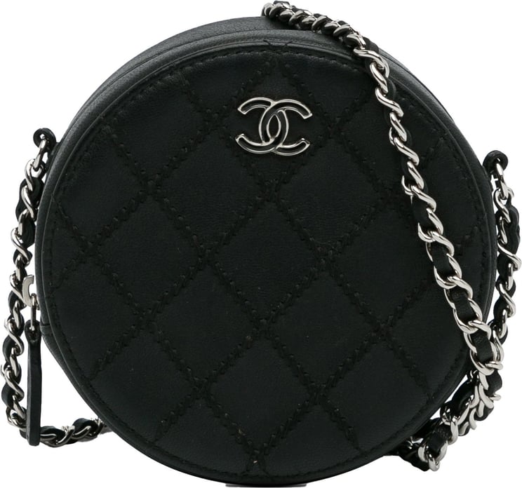Chanel Quilted CC Round Chain Crossbody Zwart
