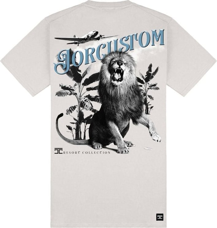 JORCUSTOM Lion Slim Fit T-Shirt LightGrey Grijs