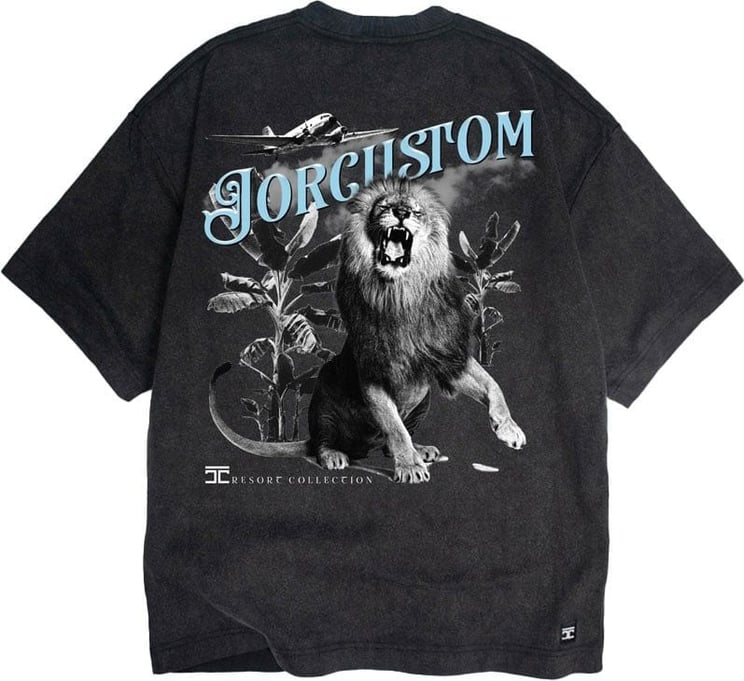 JORCUSTOM Lion Oversized T-Shirt Acid Grijs