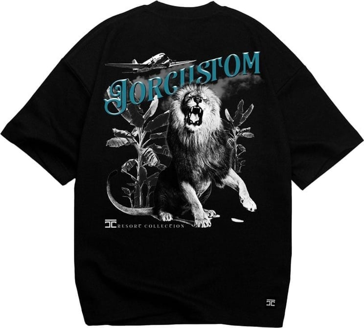 JORCUSTOM Lion Oversized T-Shirt Black Zwart