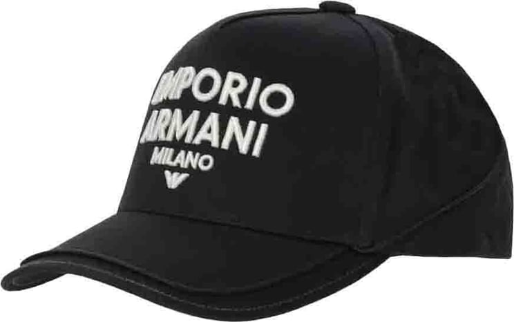 Emporio Armani Black Baseball Cap With Logo Black Zwart