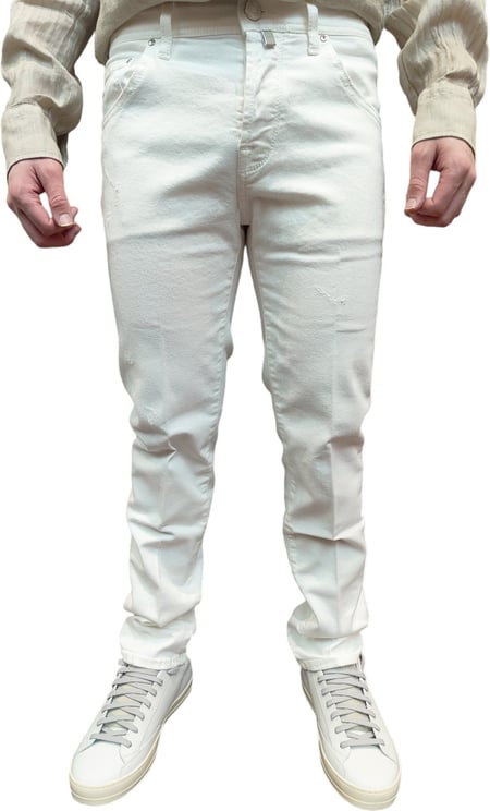Jacob Cohen Jeans blanc petits trous Scott Jacob Cohen Homme UQE1530S3848751D Wit