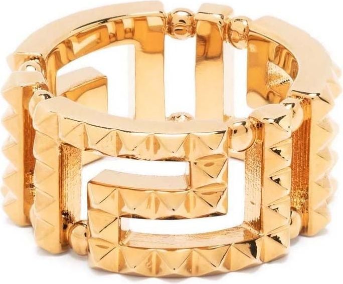 Versace Gold Tone Greca Spike Detail Ring Goud