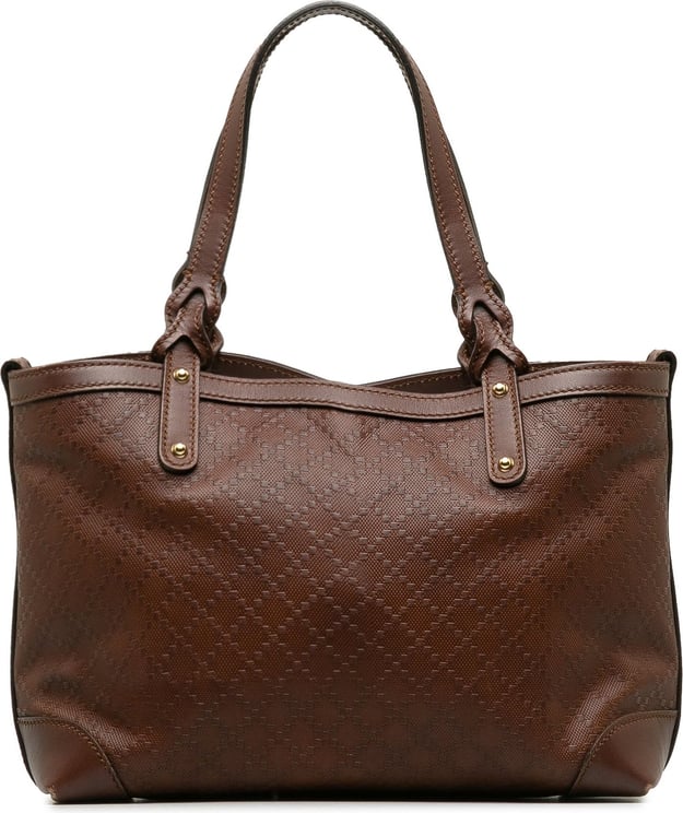 Gucci Leather Diamante Craft Tote Bag Bruin