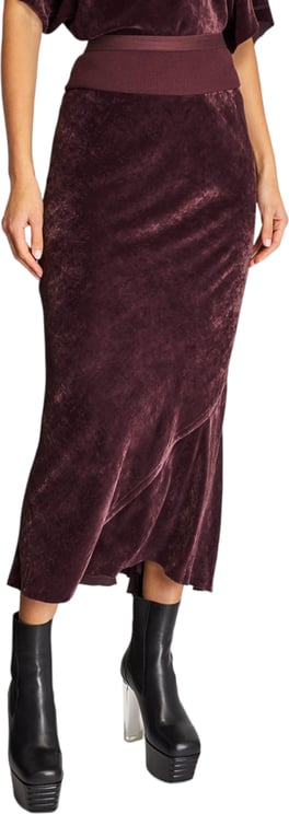 Rick Owens Jupe longue pan de Velours Améthiste elastique taille Rick Owens Femme RP02C1332V33 Grijs