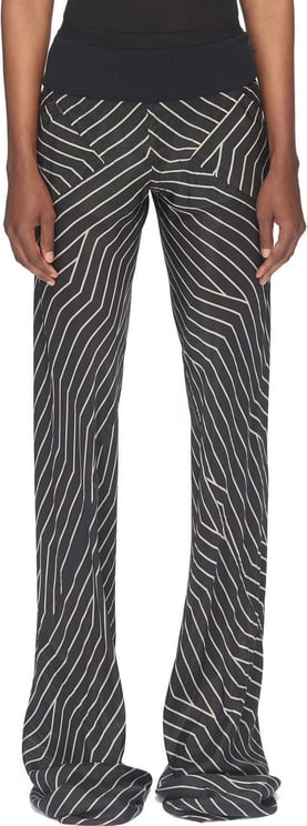 Rick Owens Pantalon élastique taille biais rayé noir écru Rick Owens Femme RP01C5301JP10908 Zwart