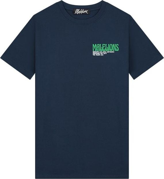 Malelions Malelions Men Boxer 2.0 T-Shirt - Navy/Green Blauw