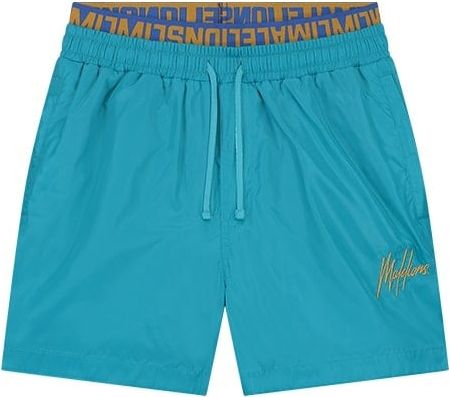 Malelions Malelions Men Venetian 2.0 Swim Shorts - Aqua Blue/Gold Blauw