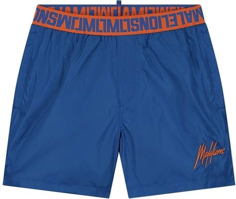 Malelions Malelions Men Venetian Swim Shorts - Cobalt/Orange Blauw