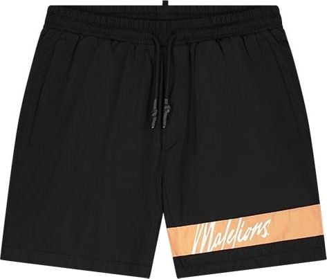 Malelions Malelions Men Captain Swim Shorts - Black/Peach Zwart
