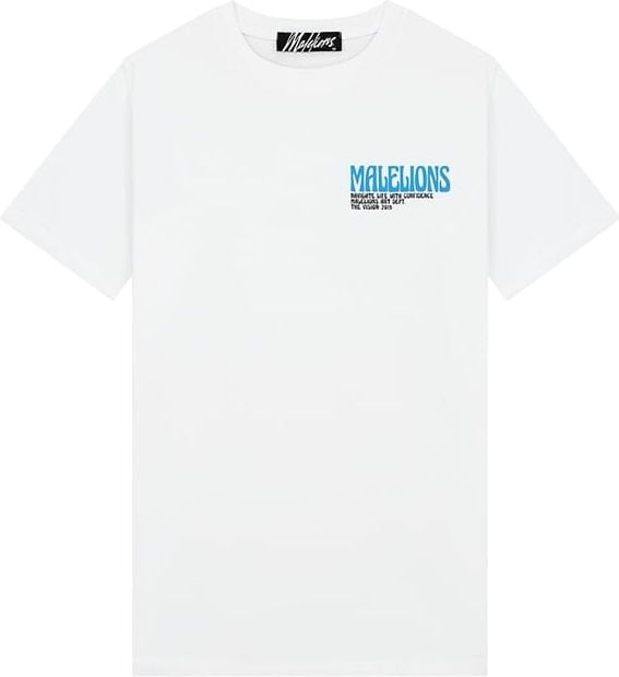 Malelions Malelions Men Boxer 2.0 T-Shirt - White/Blue Wit