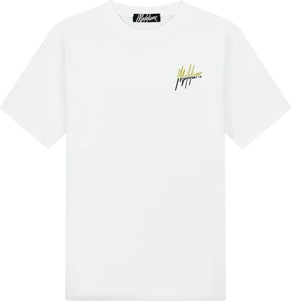 Malelions Malelions Men Split T-Shirt - White/Golden Lime Wit