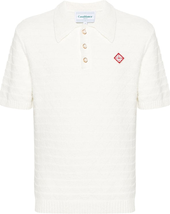 Casablanca logo-appliqué bouclé polo shirt Wit