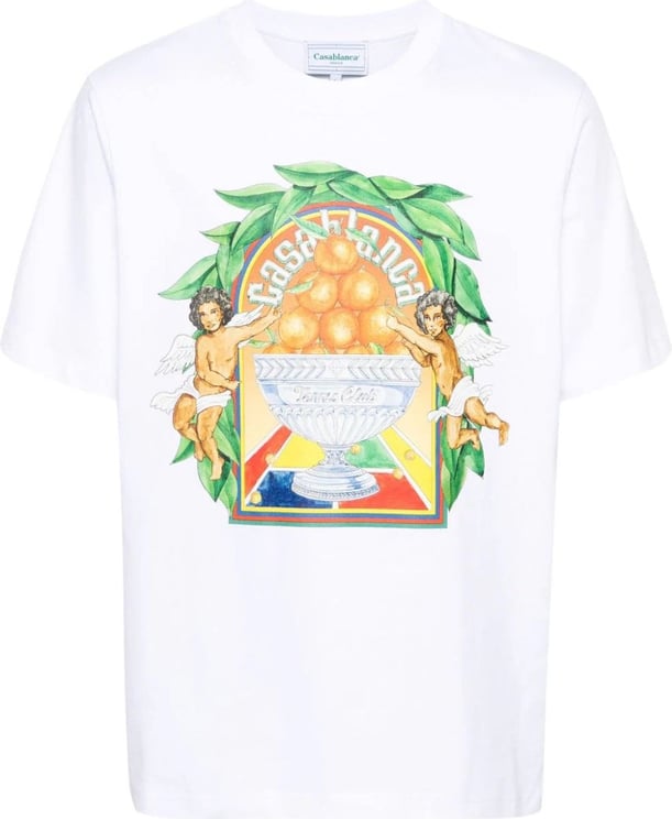 Casablanca logo-print organic cotton T-shirt Wit