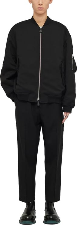 Jil Sander elasticated-waistband wool trousers Zwart