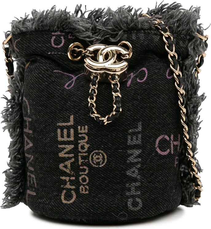 Chanel Mini Denim Mood Bucket with Chain Zwart
