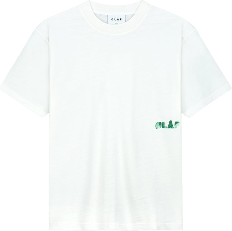ØLÅF Watercolor logo slub t-shirts wit Wit