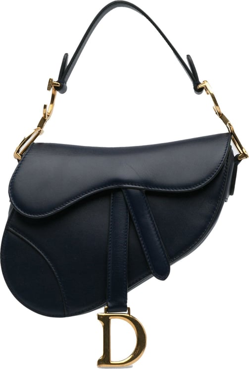 Dior Mini Leather Saddle Bag Blauw