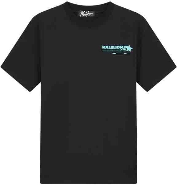 Malelions Malelions Men Hotel T-Shirt - Black/Aqua Blue Zwart