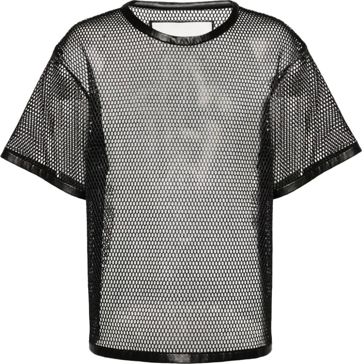 Jil Sander perforated leather-trim T-shirt Zwart